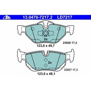 ATE Ceramic Bremsbelge hinten fr BMW e81 e87 e88 e82 e90 e91 e93 e92 fr 300x20mm Bremsscheibe