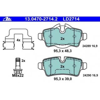 ATE Ceramic Bremsbelge Hinterachse fr Mini R55 R56 R57 R58 R59