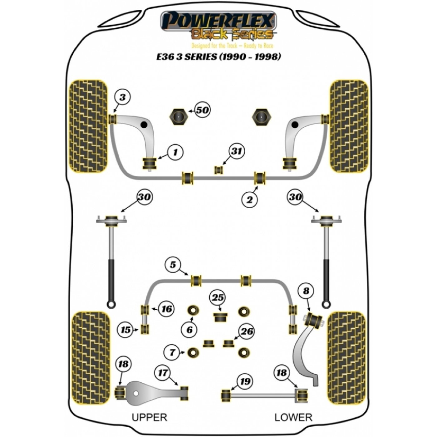 Powerflex PU Domlager hinten für BMW e30 e36 e46 Z3 Z4 -   Onli, 149,69 €