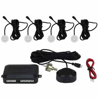 Einparkhilfe 4 x Sensor Alarm Parkhilfe Rckfahrwarner Parksensoren PDC WEISS