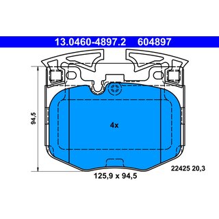 ATE Brake Pads Front Axle for 348mm Brake Discs for BMW