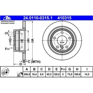 ATE Bremsscheiben Hinterachse 296x10,4mm fr BMW 1er & 3er e81 e87 e90