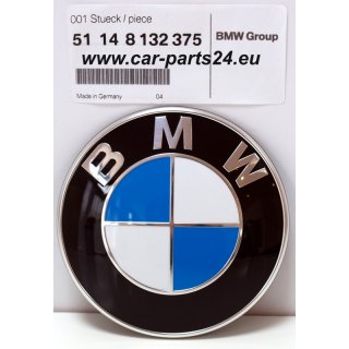 Originalteil BMW Emblem + 2 Tüllen für Motorhaube oder Heckklappe 82mm -  Car-, 64,99 €