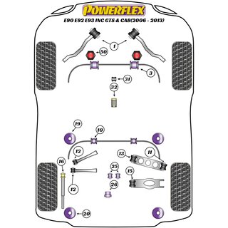 2 x Powerflex PFR5-1220 vorderes Hinterachslager BMW E82 M Coupe E90 E92 E93 M3 (No.19)