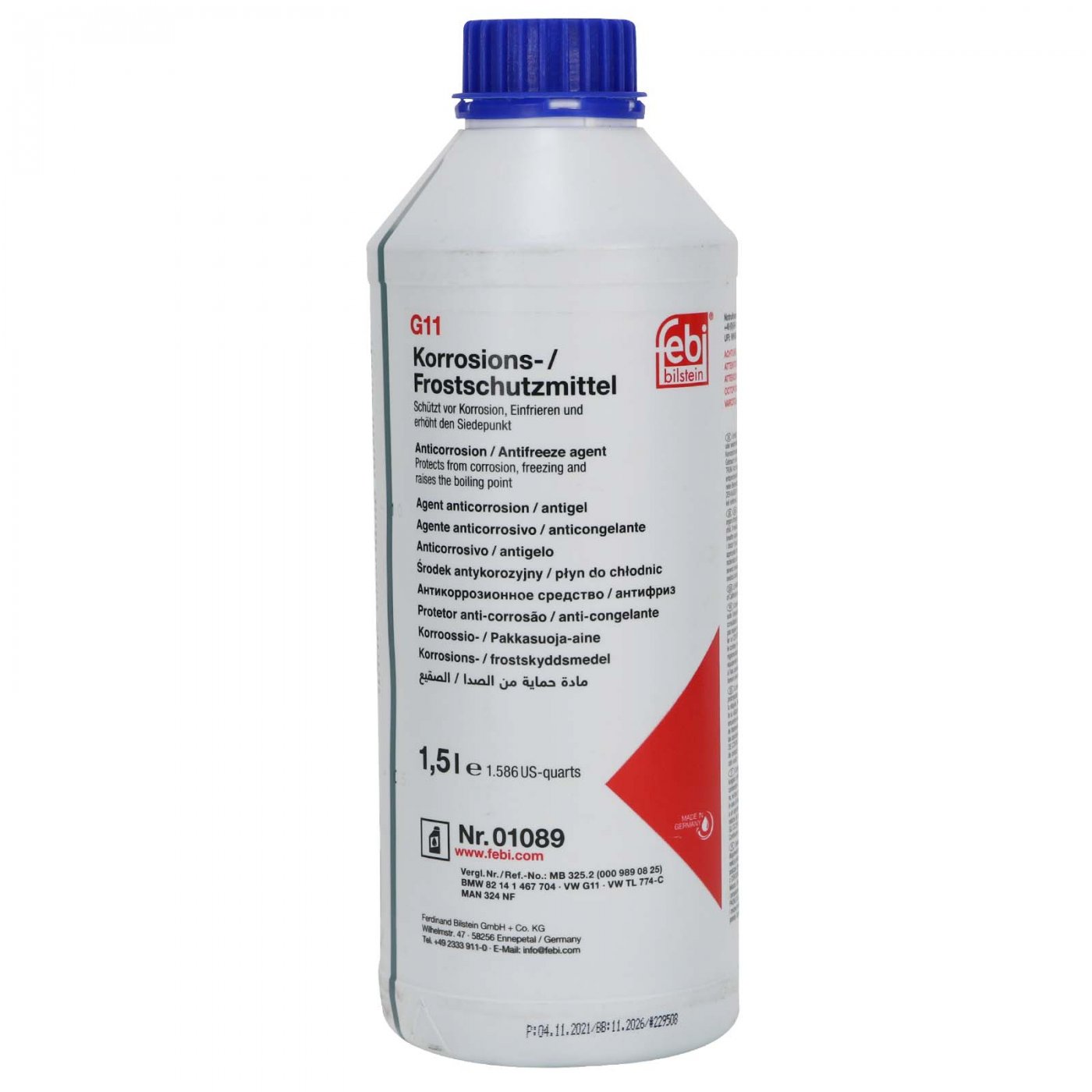 Konzentriertes Frostschutzmittel Dreissner, G11, Blau, 1L - AD 10012368 -  Pro Detailing