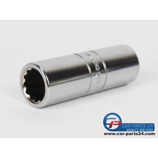 Kunzer Zndkerzen- Stecknuss mit Magnet, 14mm Doppel-Sechskant BI-HEX, Chrom-Vandium, 3/8