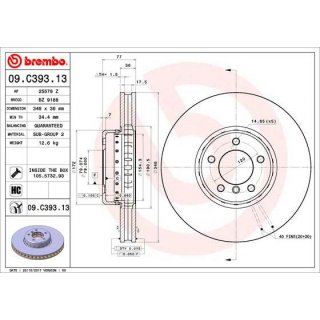 Brembo Bremsscheibe Vorderachse 348x36mm fr BMW e60 e61 e63 e64