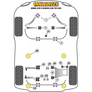 4 x Powerflex PU Hinterachslager Tonnenlager fr BMW e39 Limousine