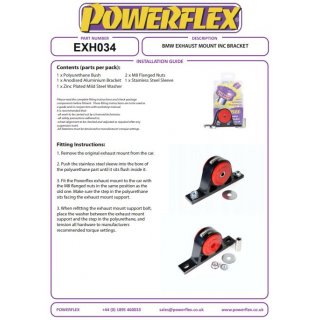 EXH034 Powerflex Auspuffgummi mit Halter fr BMW E36 M3 E46 M3 E90 E92 E93 M3 E39 M5 Z4 E85 E86 M