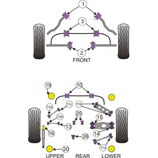 2 x PFR5-421 Rear Subframe Rear Mounting Insert (Nr.20)