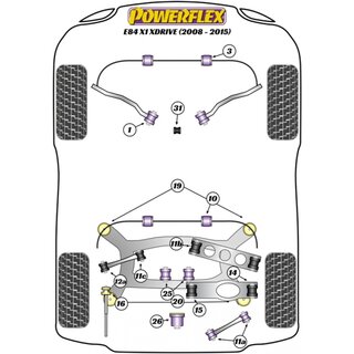 2 x Powerflex PFR5-425 vordere Buchsen Differential BMW E81 E87 E88 E90 E91 E92 E93 X1